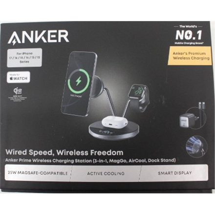 SALE OUT. Anker Prime Wireless Charging Station Qi2.2 25W wireles charging (3-in-1, MagGo, AirCool, Dock Stand) PSU added, Black | Anker Prime Wireless Charging Station Qi2.2 25W wireles charging (3-in-1, MagGo, AirCo...