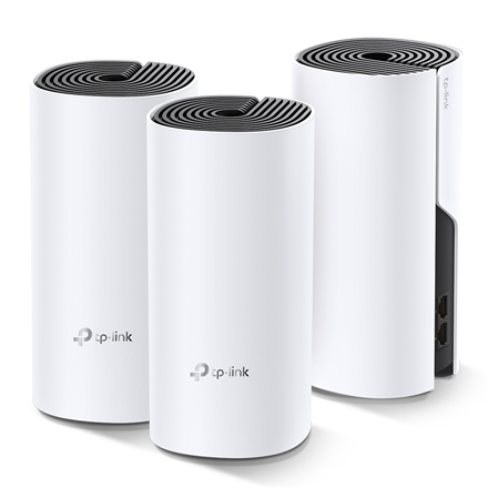TP-LINK | Whole Home Mesh Wi-Fi System | Deco E4 (3-pack) | 802.11ac | 867+300 Mbit/s | 10/100 Mbit/s | Ethernet LAN (RJ-45) ports 2 | Mesh Support Yes | MU-MiMO No | No mobile broadband | Antenna type 2xInternal