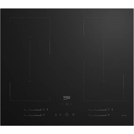 BEKO Hob | HII64720QUF2T | Induction | Number of burners/cooking zones 4 | Touch | Timer | Black