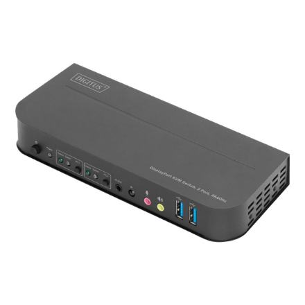 Digitus | KVM Switch, 2-Port, 4K60Hz, 2 x DP in, 1 x DP/HDMI out | DS-12850