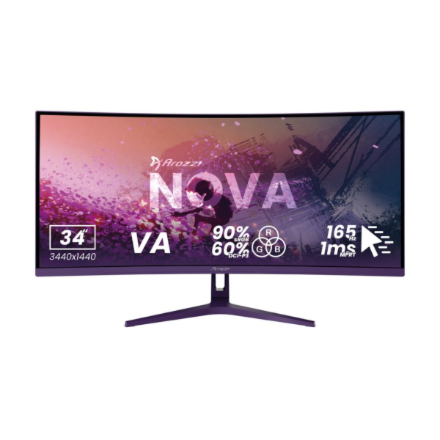 Arozzi | Nova | 34 " | VA | UWQHD | 21:9 | 165 Hz | 1 ms | 3440 x 1440 pixels | 350 cd/m² | HDMI ports quantity 2 | Purple