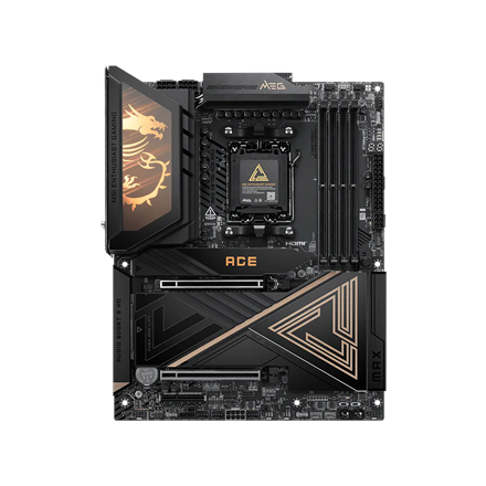 MSI MEG X870E ACE MAX | Processor family AMD | Processor socket AM5 | DDR5 | Supported hard disk drive interfaces SATA, M.2 | Number of SATA connectors 4