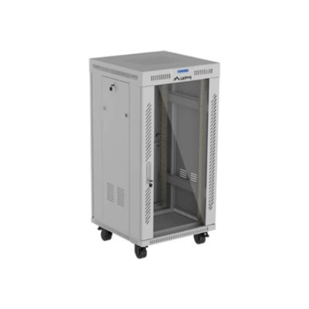 Lanberg Rack cabinet 19" free-standing 22U/600x600 (flat pack) with glass door LCD | FF01-6622-12SL | IP20 | Grey, RAL 7035