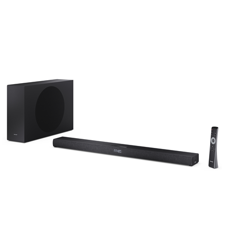 Sharp 2.1ch Ultra-slim Dolby Atmos/DTS Virtual: X Soundbar with Wireless Subwoofer | HT-SBW320 | 360 W | Bluetooth | Wireless connection | Black