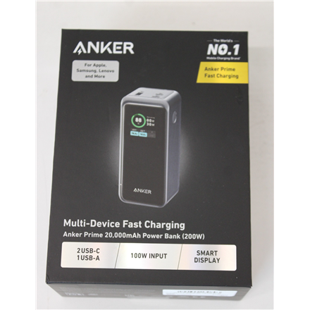 SALE OUT. Anker Power Bank, 200 W | Prime | 20000 mAh | Black | UNPACKED, SMALL SCRATCHED ON TOP