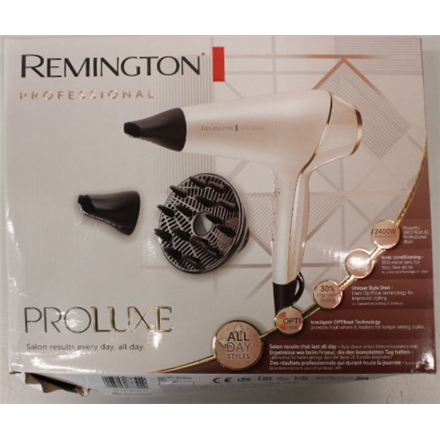 SALE OUT. Remington AC9140 ProLuxe Hair Dryer, White/Gold/Black | Remington Hair dryer | ProLuxe AC9140 | 2400 W | Number of temperature settings 3 | Ionic function | Diffuser nozzle | White/Gold/Black | DAMAGED PACKA...