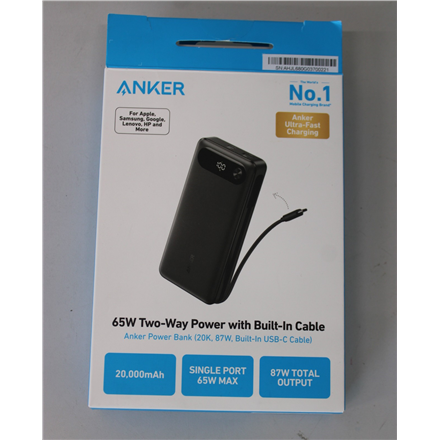 SALE OUT. Anker Power Bank 65W | A1383H11 | 20000 mAh | Black | UNPACKED, SCRATCHES