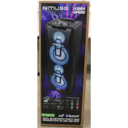SALE OUT. Muse M-1990 DJ Party Box Double Bluetooth CD, DAMAGED PACKAGING | Muse | Party Box Double Bluetooth CD Speaker | M-1990 DJ | Warranty 24 month(s) | 1000 W | Bluetooth | Wireless connection | Portable | Black...