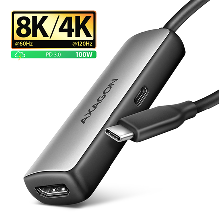 AXAGON Active converter RVC-HI8KPD, 100 W | USB Type-C to HDMI