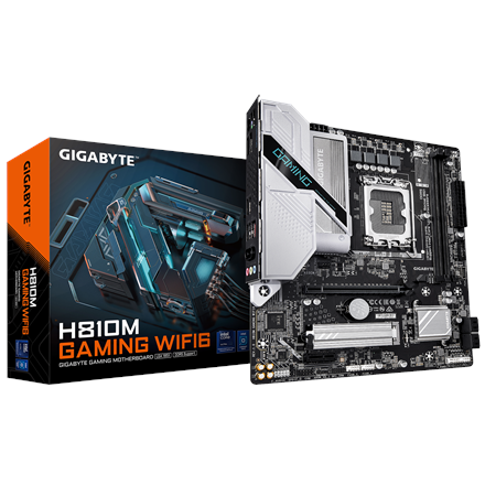 Gigabyte H810M GAMING WIFI6 | Processor family Intel | Processor socket LGA1851 | DDR5 | Supported hard disk drive interfaces M.2, SATA | Number of SATA connectors 4