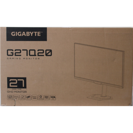 SALE OUT. GIGABYTE GAMING MONITOR 27" G27Q20 | SALE OUT. G27Q20 EK | 27 " | SS IPS | QHD | 200 Hz | 0.5 ms | 2560 x 1440 pixels | 350 cd/m² | HDMI ports quantity 2 | Warranty 36 month(s) | DAMAGED PACKAGING, DEMO