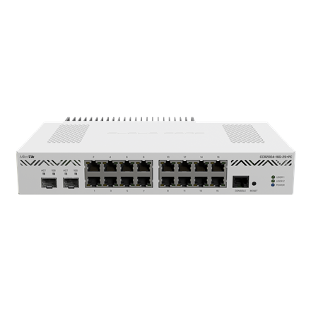 Mikrotik CCR2004-16G-2S+PC | MikroTik | Ethernet Router | CCR2004-16G-2S+PC | 10/100/1000 Mbit/s | Mesh Support No | MU-MiMO No | No mobile broadband