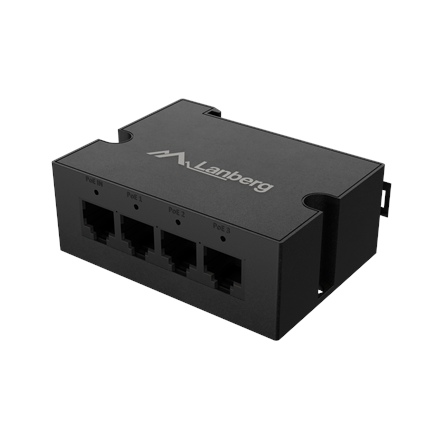 Lanberg | Switch PoE Extender 1xIn 3xOut Fast Ethernet Din Rail at 30W metal clips | DIN-FE4-AT-30W