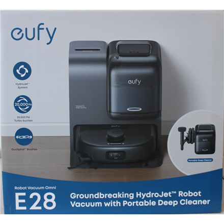 SALE OUT. Anker Eufy Robot Vacuum Cleaner Omni E28, Black | Anker Eufy Robot Vacuum Cleaner | Omni E28 | Wet&Dry | Dust capacity 3 L | 20000 Pa | Black | DAMAGED PACKAGING, MISSING INNER PACKAGING (BAGS). ITEM IS USED...