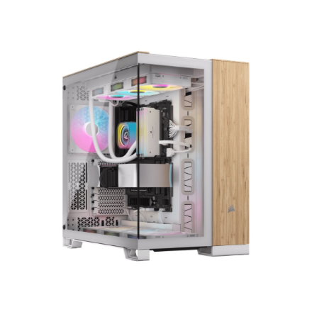 Corsair Dual Chamber PC Case | 6500X | Mid Tower | White/Bamboo wood