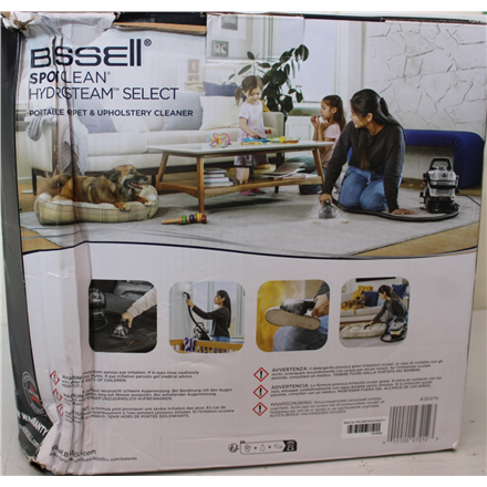 SALE OUT. Bissell SpotClean HydroSteam Select | Bissell Portable Carpet and Upholstery Cleaner | SpotClean HydroSteam Select | Corded operating | Washing function | 1000 W | Black | 23 month(s) | DAMAGED PACKAGING