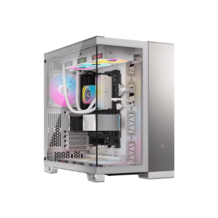 Corsair PC Case | 6500X Dual Chamber | Mid-Tower | White/Satin Gray Aluminum