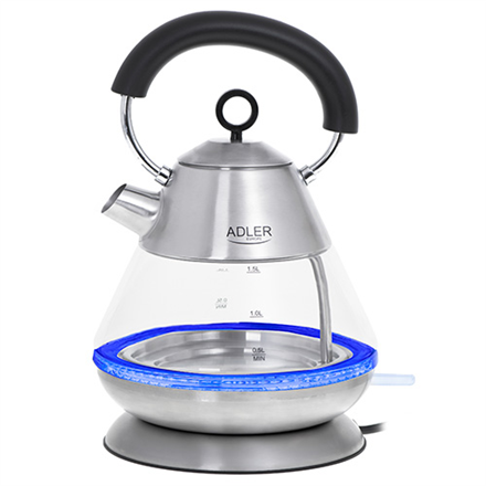 Adler | Kettle | AD 1282 | Electric | 1850 W | 1.5 L | Glass | 360° rotational base | Stainless Steel