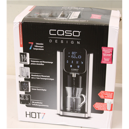 SALE OUT. Caso Turbo Hot Water Dispenser | Hot 7 | Water Dispenser | 2200-2600 W | 2.7 L | Plastic/Stainless Steel | Black/Stainless Steel | DAMAGED PACKAGING, BROKEN INER PACKAGING, DAMAGED GLASS CONTAINER