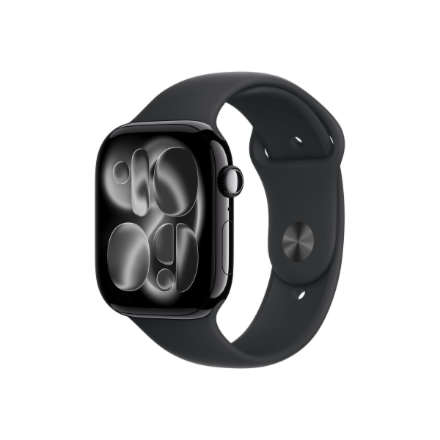 Apple Watch Series 11 GPS + Cellular 46mm Jet Black Aluminium Case with Black Sport Band - S/M | Apple