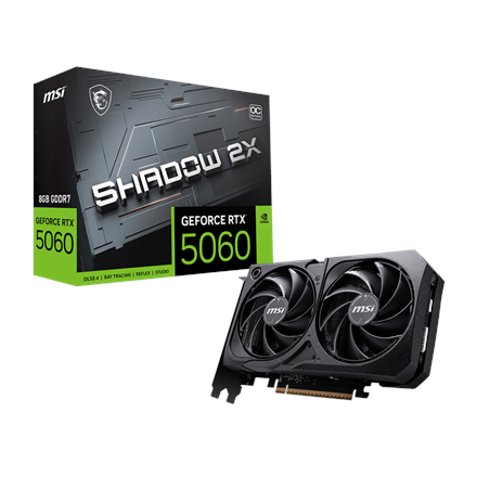 MSI GeForce RTX 5060 8G SHADOW 2X OC Bulk Pack | NVIDIA | 8 GB | GeForce RTX 5060 | GDDR7 | HDMI ports quantity 1 | PCI Express Gen 5 x16 (uses x8)