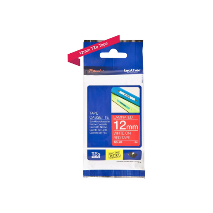 Brother | TZe-435 Laminated Tape | White on Red | TZe | 8 m | 1.2 cm