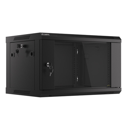 Lanberg | Rack cabinet 19" wall-mount 6U/600x450 (flat pack) with glass door V2 | WF01-6406-10B | Black