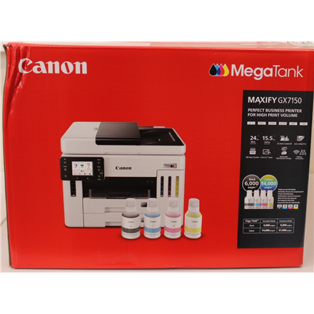 SALE OUT. Canon IJ MFP MAXIFY GX7150 EUR | Canon MAXIFY GX7150 | Multifunction printer | Ink-jet | Colour | A4 | Wi-Fi | White | DAMAGED PACKAGING