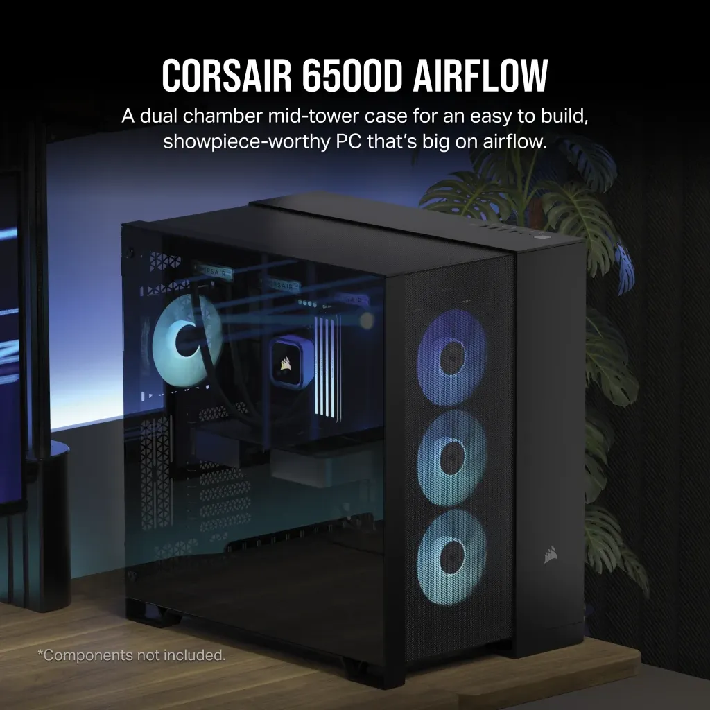 Corsair Dual Chamber PC Case | 6500D AIRFLOW | Mid-Tower | ATX | Black