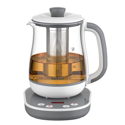 TEFAL BJ551B10 | Tea Kettle | 1400 W | 1.5 L | Glass | 360° rotational base | White/Grey