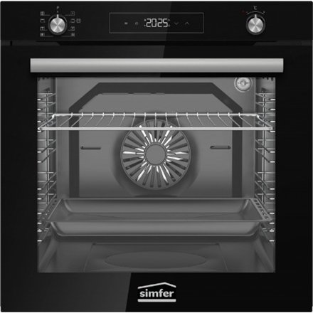 Simfer BI-81608P Pyrolytic Built-in Oven, Multifuncional, Capacity 80 L, Black | Simfer Oven | BI-81608P | 80 L | Multifuncional | Pyrolytic | Mechanical | Convection | Height 59.5 cm | Width 59.6 cm | Black
