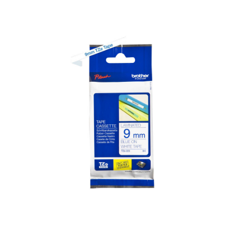 Brother | TZe-223 Laminated tape | Blue on White | TZe | 8 m | 0.9 cm