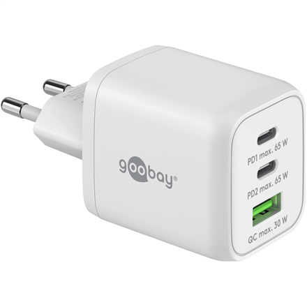 Goobay 65 W USB-C PD GaN Multiport Fast Charger Nano, White | Goobay | 65 W USB-C PD GaN Multiport Fast Charger Nano