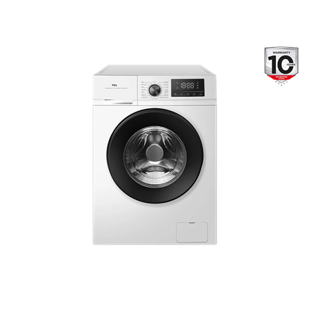 TCL | Washing machine | FF1024WA2 | Energy efficiency class A-10% | Front loading | Washing capacity 10 kg | 1400 RPM | Depth 61 cm | Width 59.5 cm | Display | LED | Steam function | White