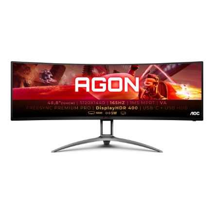 AOC | Gaming Monitor | AG493UCX2 | 49 " | VA | DQHD | 32:9 | 165 Hz | 1 ms | 5120 x 1440 pixels | 550 cd/m² | HDMI ports quantity 3 | Black | Warranty 36 month(s)