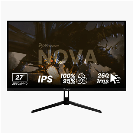 Arozzi Nova | 27 " | IPS | QHD | 16:9 | 260 Hz | 1 ms | 2560 x 1440 pixels | 350 cd/m² | HDMI ports quantity 2 | Black
