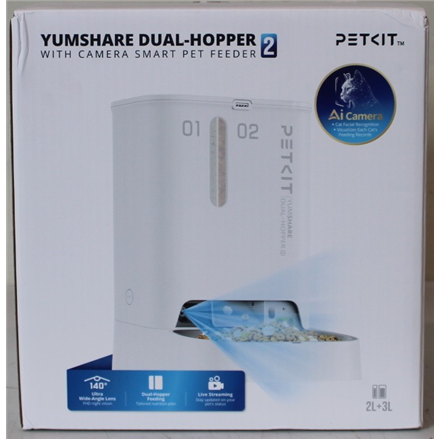 SALE OUT. Petkit P591 2 (D4SH-2) YumShare Dual-Hopper 2 Feeder with camera | PETKIT YumShare Dual-hopper 2 Automatic Feeder with Camera | Capacity 5 L | Material ABS, 304 stainless steel | White | DAMAGED PACKAGING, D...