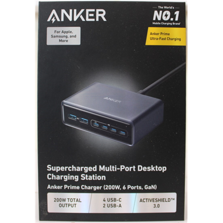 SALE OUT. Anker Prime Charger (200W, 6 Ports, GaN) | A2683341 | DAMAGED PACKAGING