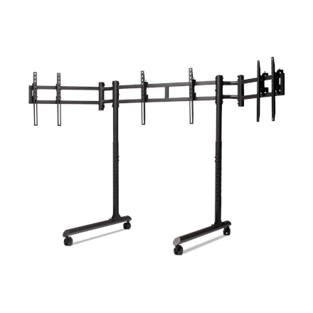 Next Level Racing Floor stand | Tube Freestanding Triple Monitor Stand | Up to 3x43 " | Height adjustment, Tilt | Maximum weight (capacity) 50 kg | Black