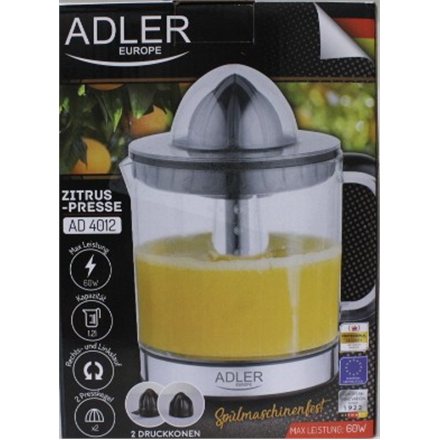 SALE OUT. Adler AD 4012 Citrus Juicer, 2 Pressing Cups for Big and Small Citrus Fruits, 40W, Black | Adler Citrus Juicer | AD 4012 | Type Citrus juicer | Black | 40 W | Number of speeds 1 | DAMAGED PACKAGING
