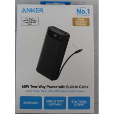 SALE OUT. | Anker Power Bank 65W | A1383H11 | 20000 mAh | Black | DEMO