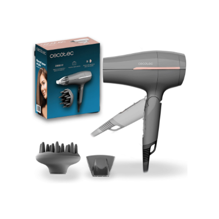 Cecotec Hair dryer | IoniCare Power&Go Heaven | 2000 W | Number of temperature settings 2 | Ionic function | Diffuser nozzle | Grey