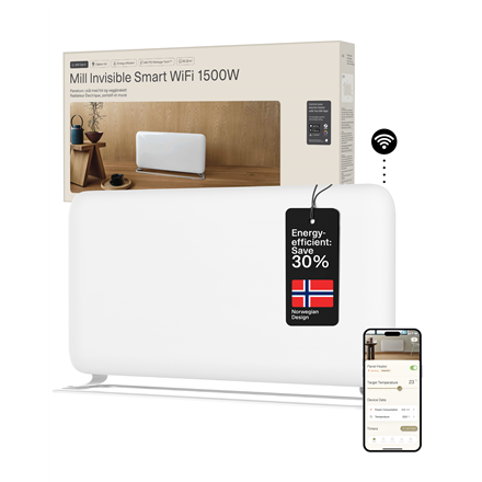 Mill WiFi Panel Heater | PA1500WIFI4A | Panel Heater | 1500 W | Suitable for rooms up to 18-22 m² | White | IPX4