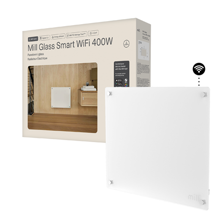 Mill Glass Smart WiFi Panel Heater Gen. 4 | GL400WIFI4 | Panel Heater | 400 W | Suitable for rooms up to 4-6 m² | White | IPX4