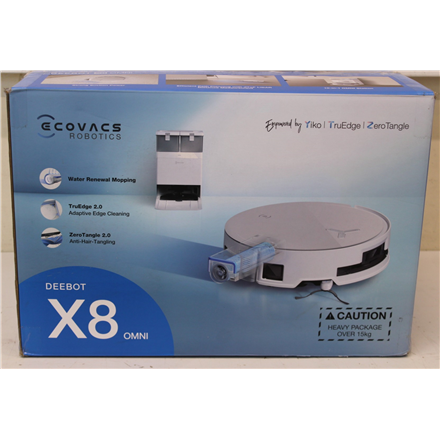 SALE OUT. Ecovacs DEEBOT X8 OMNI Vacuum cleaner, Robot, Wet&Dry, 18000Pa, TruEdge 2.0, AIVI 3D 3.0, YIKO-GPT, White+Auto-empty station | Ecovacs Robotic Vacuum Cleaner | DEEBOT X8 OMNI | Wet&Dry | Lithium-Ion | 5200 m...