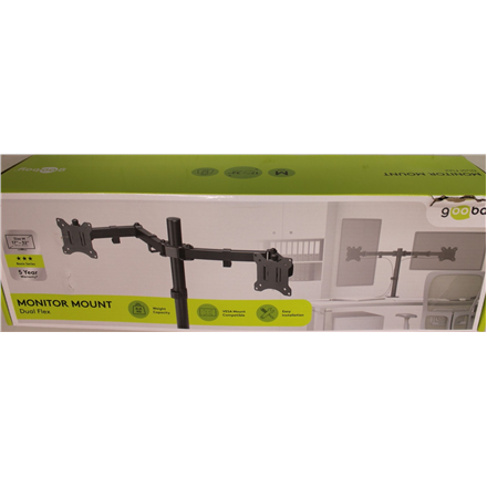 SALE OUT. Goobay Dual Monitor Mount Flex, Black | Goobay Dual Monitor Mount Flex | Swivel, Tilt, Rotation | 17-32 " | Maximum weight (capacity) 8 kg | DAMAGED PACKAGING | Black