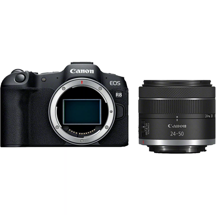 Canon | EOS R8 Body + RF 24-50mm F4.5-6.3 IS STM (AIP) | Megapixel 24.2 MP | Image stabilizer | ISO sensitivity (max) 102400 | Display diagonal 3 " | Wi-Fi | Video recording | Automatic, manual | CMOS