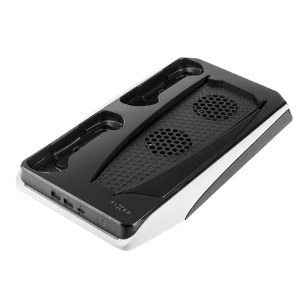 Fixed Multifunctional Station for PlayStation 5 with Cooling and Charging for two DualSense Controllers | FIXPS5-MCS-BW – image 1