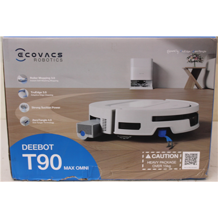 SALE OUT. Ecovacs DEEBOT T90 Max OMNI Vacuum Cleaner,Robot,Wet&Dry,30000Pa,TruEdge 3.0,ZeroTangle 4.0,OZMO Roller 3.0,White+OMNI Auto-Empty · Ecovacs Robot Vacuum Cleaner · DEEBOT T90 Max OMNI – image 1