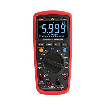 UNI-T UT139S True RMS Digital Multimeter with Analog Bar Graph, 600 V AC/DC, 10 A AC/DC, 60 MΩ, 100 mF, 10 mHz, -40 to 1000 °C – image 1